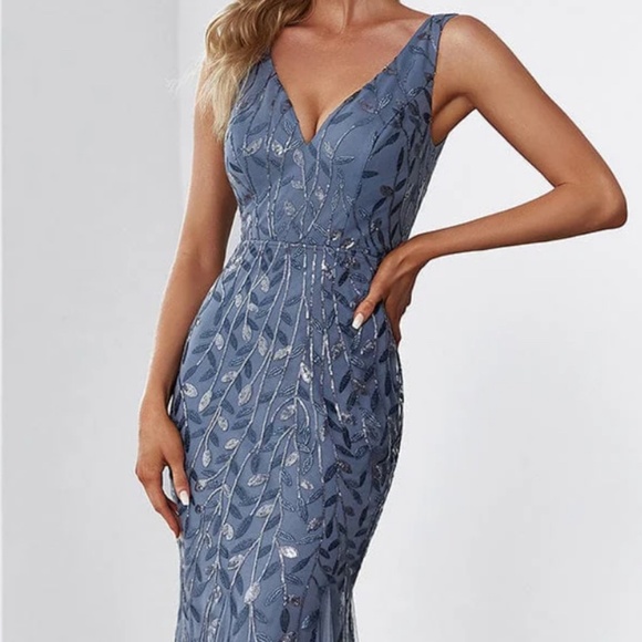 Ever Pretty Double V-Neck Fishtail Sequin Evening Dress - Picture 14 of 16